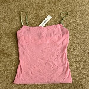 Cosabella Pink Glitz Camisole with Sage Adjustable Straps M NWT